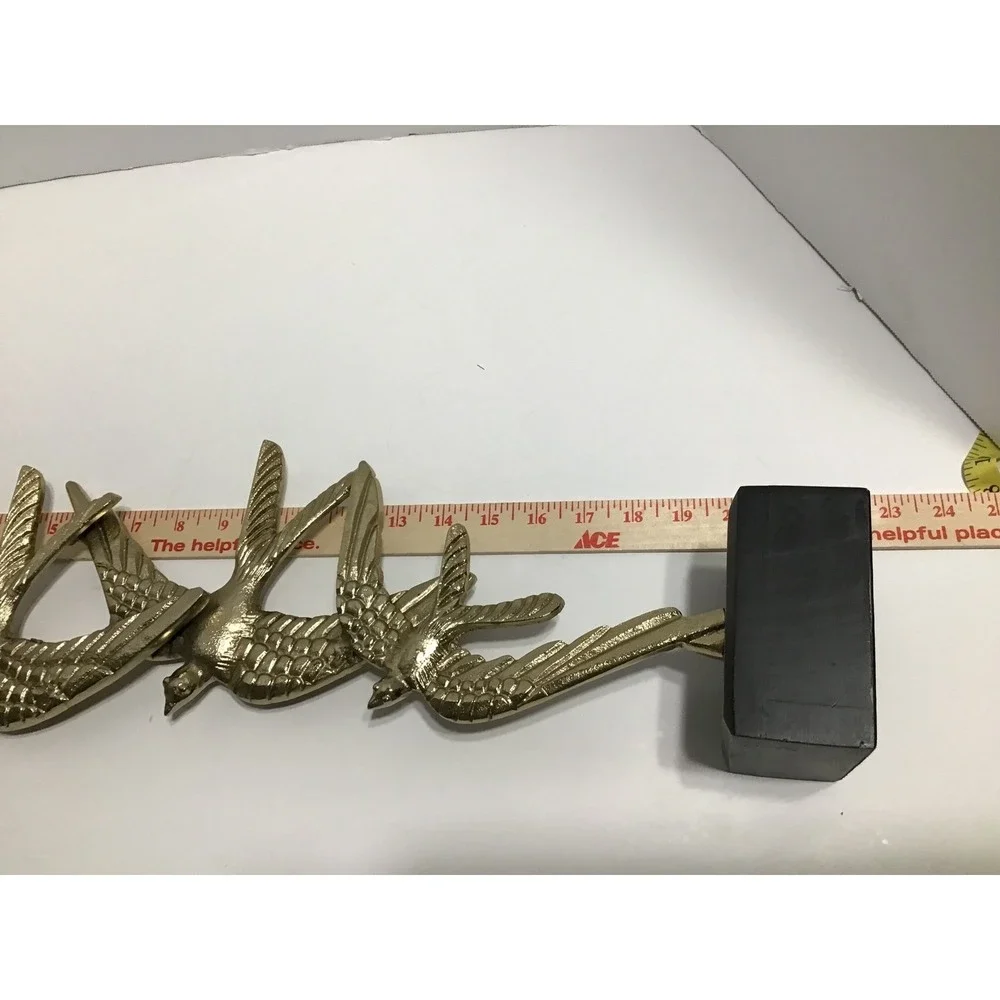 Vintage Brass Bird Sculpture on Black Base Mid Century‎ Modern Decor